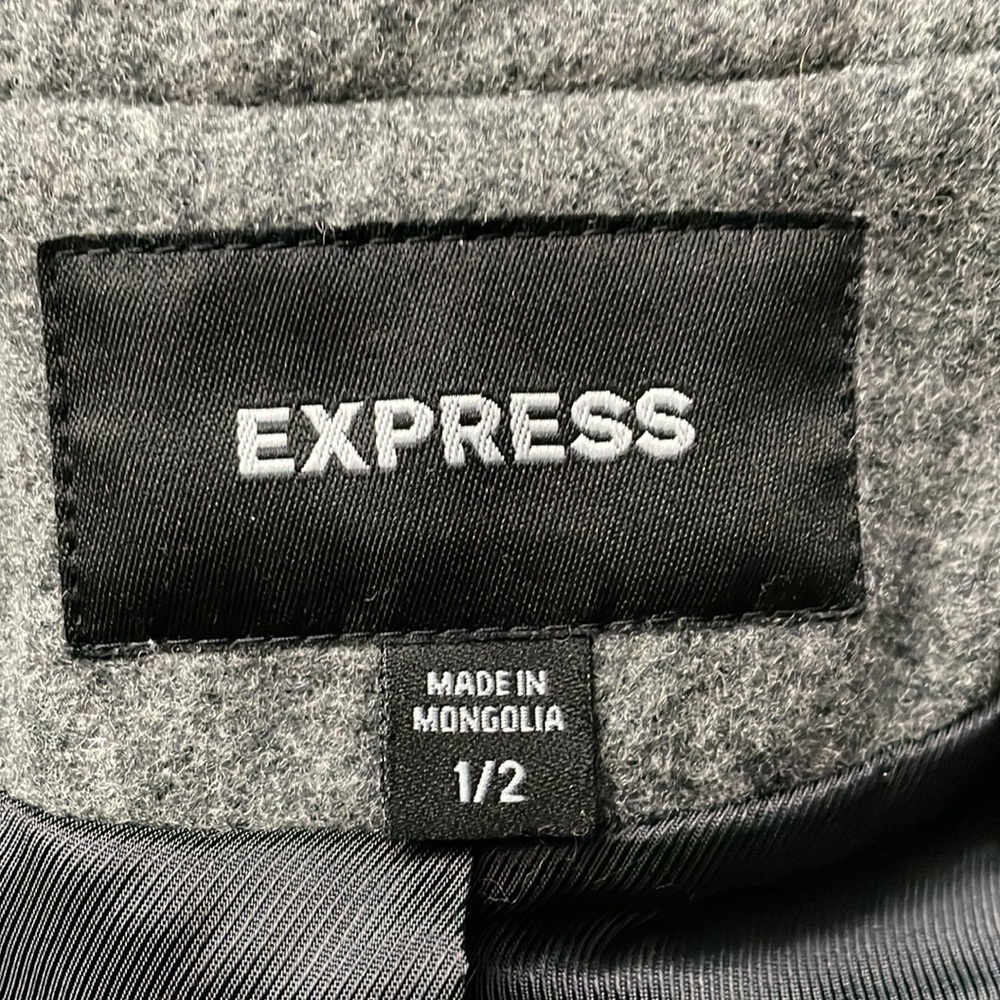 Express Double Breasted Grey Wool Blend Coat Sz 1… - image 4